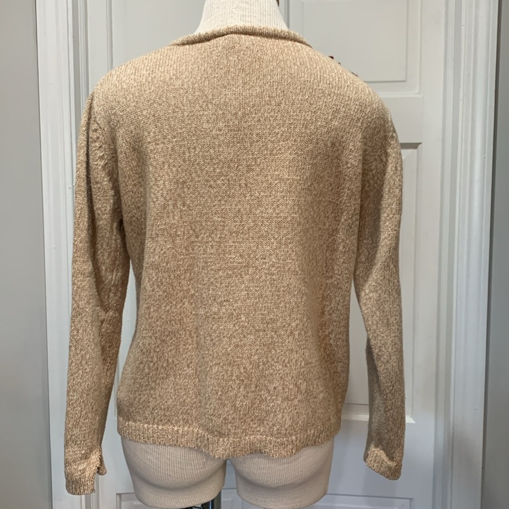 Carolina Colours sz M cardigan sweater w/ felt and embroidered leaves/flowers - Picture 8 of 13